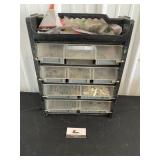 Plastic parts bin with miscellaneous hardware