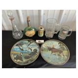 Metal trays and miscellaneous glassware