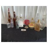 Miscellaneous bottles and glassware