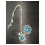 Turquoise necklace, ring and pendant.
