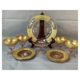 Pink Depression with Ornate Gold Bands