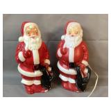 Pair of Vintage Empire Blow Mold Santas