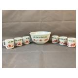 Hazel Atlas Tom & Jerry Punch Bowl Set