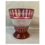 Cranberry & Clear Crystal Vase