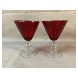 Pair of Ruby Martini Glasses