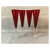 Ruby Glass Champagne Flutes