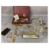 Costume Jewelry & Box Lot