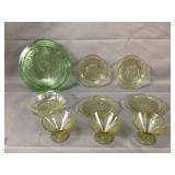 Green and Yellow Depression Glass