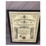 Vintage Masonic Fraternal Document 1923