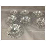 Lot of Clear Etched Glass - Cream Soup Bowl