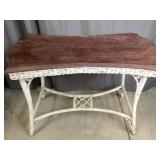 Wicker and Wooden Outdoor Table