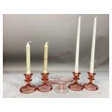 Pink Glass Candle Holders & More