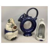 Unique Pottery Teapot, Pitcher and Candle Holder