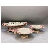 Antique Italian Red & White Ceramic Pieces