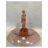 Pink Depression Glass Console Bowl And Figurine
