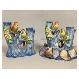 Vintage Japanese Blue Double Bird Vase
