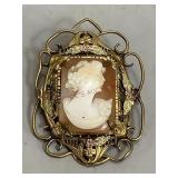 Ornate Antique Cameo Pin