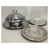 Silverplate Serving Trays and Covered Bowl