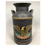 Antique Dairy Milk Can with Folk Art Eagle