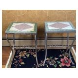 Pair of Marble and Iron Tables