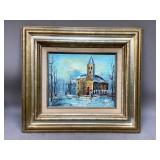 Signed Oil On Canvas By MCGLL Church scenery