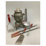 Antique Percolator and Kitchen Utensils