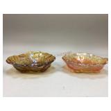 Vintage Amber Glass & Carnival Glass Fruit Bowls