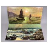 Two Vintage Ocean Scenic Lithographs