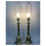 Two Brass Colored Lamp Bases