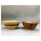 Yellow Ware Stone Bowl & Spongeware Bowl