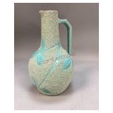 English Turquoise Sand Majolica Vase