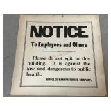 Hercules Manufacturing Co. Employee Notice Sign