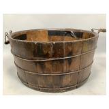 Antique Wooden Wash Bucket with Handles