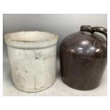 Stoneware Jug and Number Two Stoneware Crock
