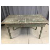 Primitive Wooden Table with Original Green Paint