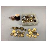 Assorted Military Buttons & More
