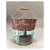 Hand Painted Wooden Bucket