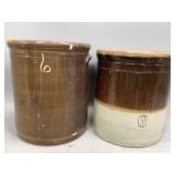 Two Large Number 6 Stoneware Crocks