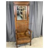 Antique Oak Hall Tree Seat