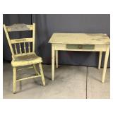 Childrenï¿½s One Drawer Desk & Plank Bottom Chair