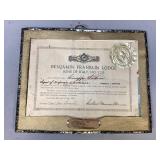Benjamin Franklin Lodge Sons Of Italy Award
