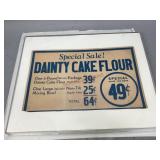 Vintage Framed Dainty Cake Flour Advertisement