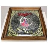 Miller HiLife 'Girl in Moon' Glass Advertisement