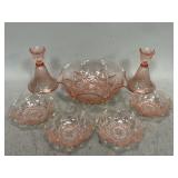 Pink Depression Glass Bowls & Candlestick Holders