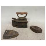 Three Vintage Cast Iron Sad Irons