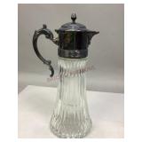 Vintage Fluted Glass & Silver-Plated Carafe