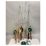 Assorted Ice Fishing Poles & More