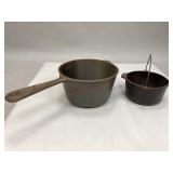 Two Vintage Metal Pots, Smaller One is Griswold