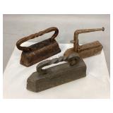 Three Antique Cast-Iron Tailorï¿½s Irons