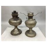 Two Antique Metal Oil Lamps